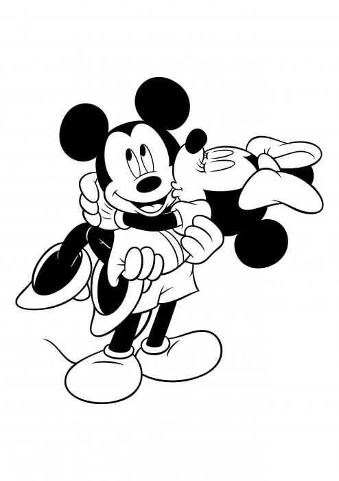 Minnie kisses Mickey