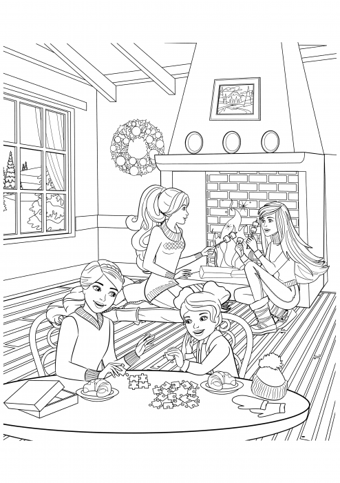 芭比娃娃和她的朋友们在家里休息