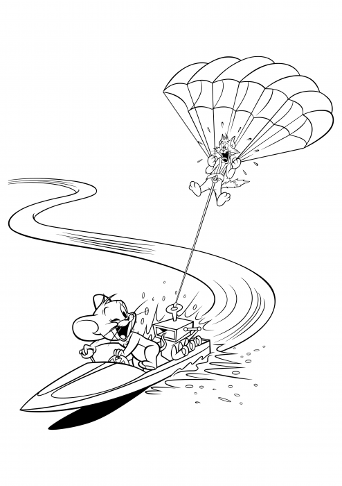 Tom și Jerry fac parasailing