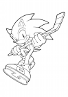 Sonic the Hedgehog with a hockey stick