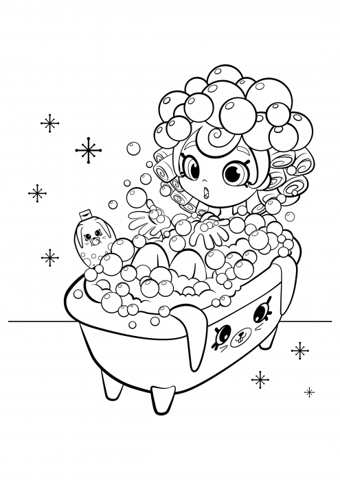 Shoppies Bubbleisha and Bathing Bunny coloring pages, Shopkins coloring ...