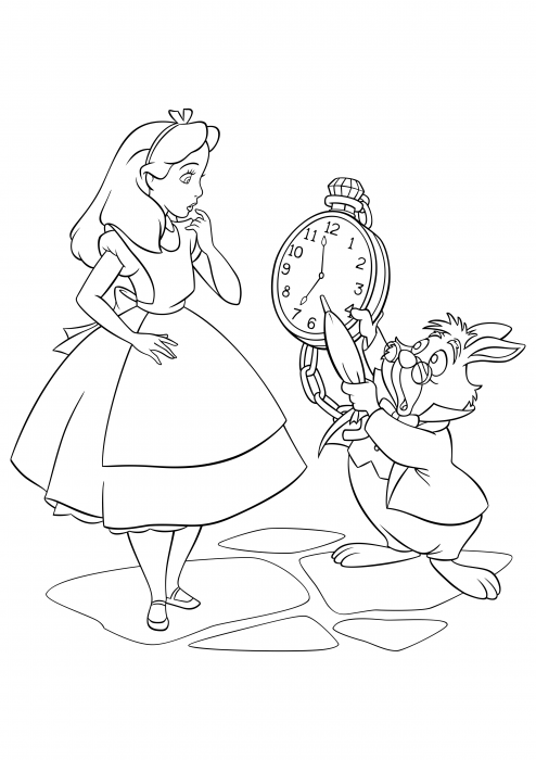 Rabbit shows Alice a watch