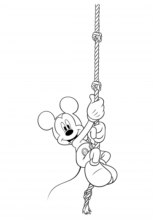 Mickey Mouse climbs the tightrope