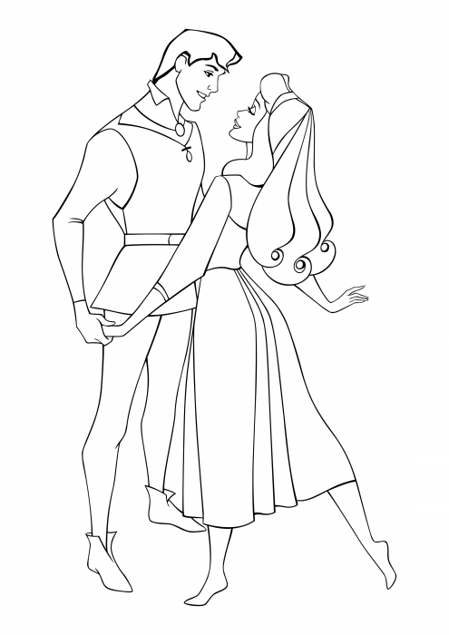 Coloring for girls - Disney Princess - Prince Phillip and Aurora